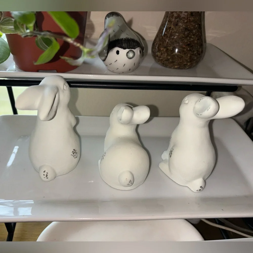 Set of 3 Target Cement Bunny Figures